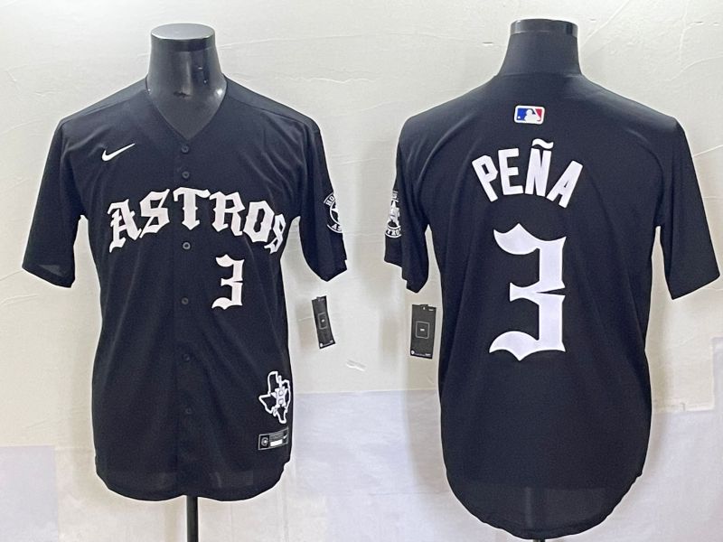 Men 2025 Houston Astros #3 Pena Black Seven generations Joint Name Nike MLB Jersey style 7044->houston astros->MLB Jersey